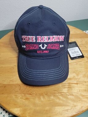 True Religion Navy Cap with Red Embroidery. New!